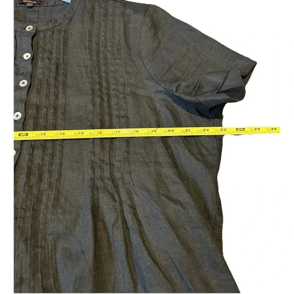 Quince Women 100% European Linen Short Sleeve Swing Dress Black Size Large - Picture 9 of 9